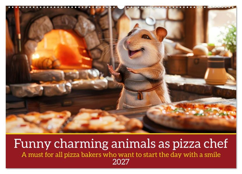 Funny charming animals as pizza chef (Wall Calendar 2027 DIN A2 landscape) CALVENDO 12 Month Wall Calendar