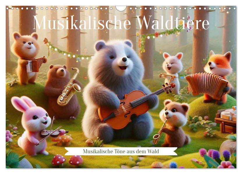 Musikalische Waldtiere (Wandkalender 2027 DIN A3 quer) CALVENDO Monatskalender