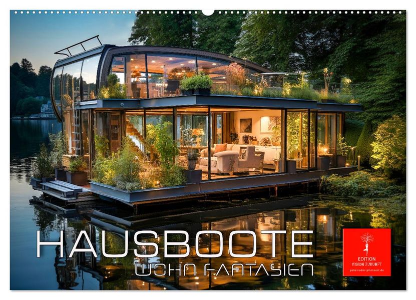 Hausboote Wohn Fantasien (Wandkalender 2027 DIN A2 quer) CALVENDO Monatskalender