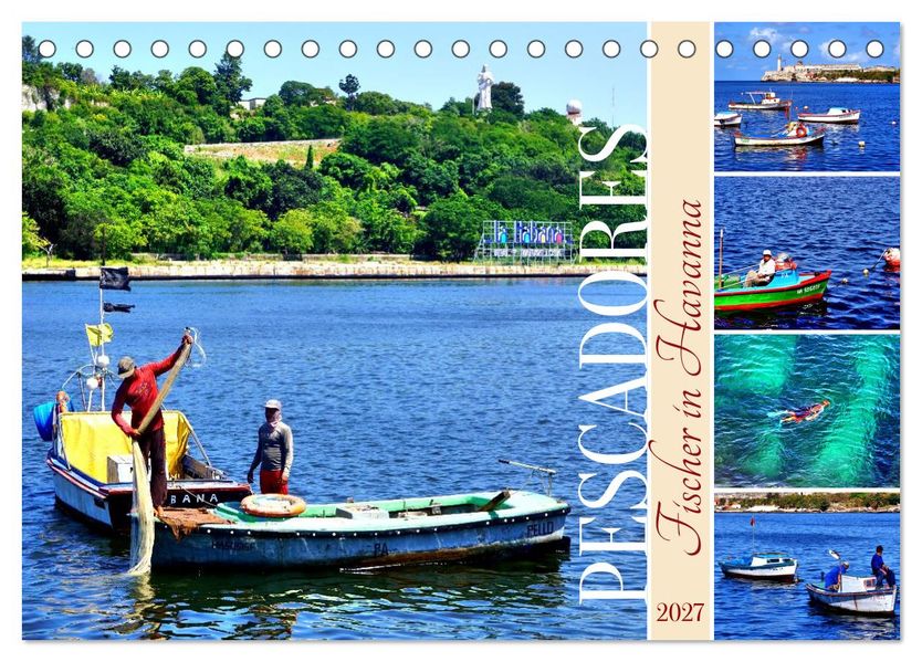 Pescadores - Fischer in Havanna (Tischkalender 2027 DIN A5 quer) CALVENDO Monatskalender