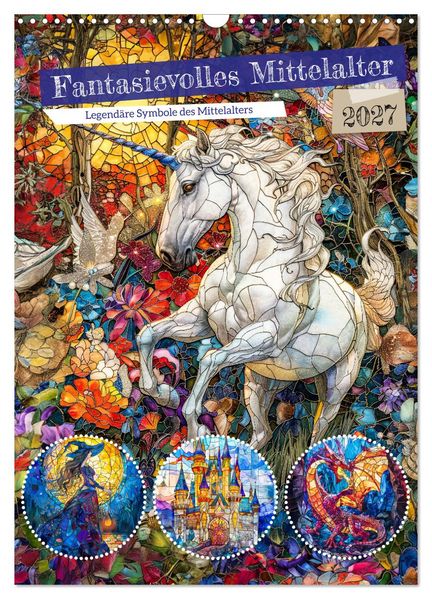 Fantasievolles Mittelalter - Legendäre Symbole des Mittelalters (Wandkalender 2027 DIN A3 hoch) CALVENDO Monatskalender