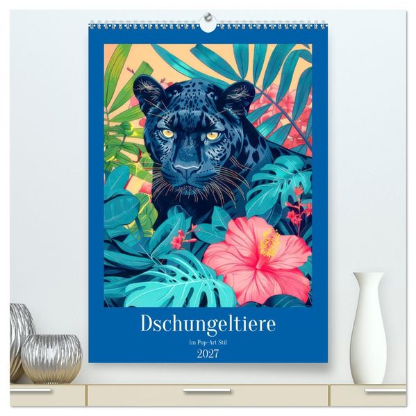 Dschungeltiere im Pop-Art Stil (hochwertiger Premium Wandkalender 2027 DIN A2 hoch) Kunstdruck in Hochglanz