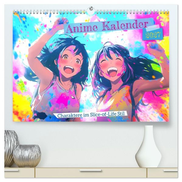 Anime Kalender - Charaktere im Slice-of-Life Stil (hochwertiger Premium Wandkalender 2027 DIN A2 quer) Kunstdruck in Hochglanz