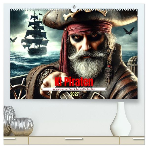 KI Piraten - Abenteuer der Seeräuber auf hoher See (hochwertiger Premium Wandkalender 2027 DIN A2 quer) Kunstdruck in Hochglanz