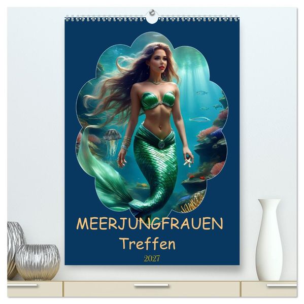 MEERJUNGFRAUEN Treffen (hochwertiger Premium Wandkalender 2027 DIN A2 hoch) Kunstdruck in Hochglanz