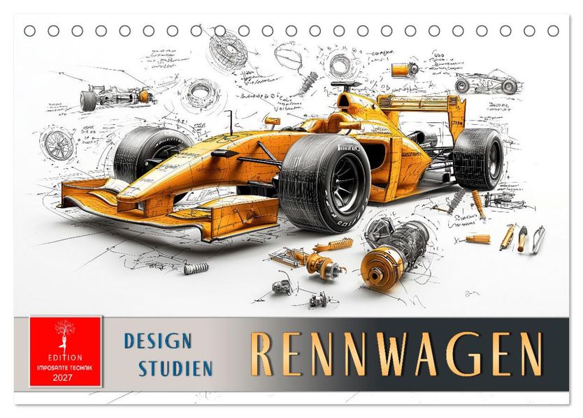 Rennwagen - Design Studien (Tischkalender 2027 DIN A5 quer) CALVENDO Monatskalender
