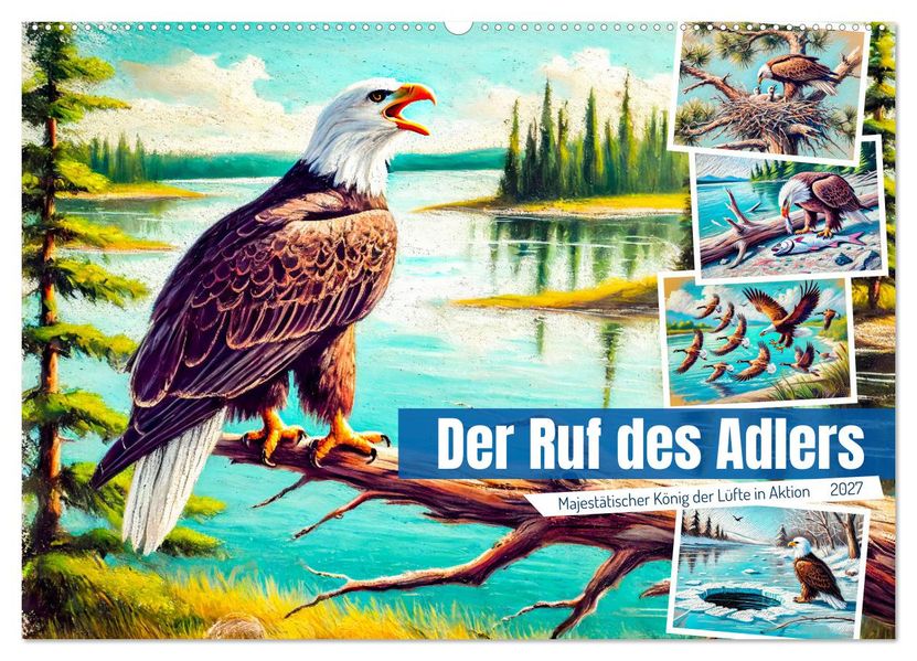 Der Ruf des Adlers - Majestätischer König der Lüfte in Aktion (Wandkalender 2027 DIN A2 quer) CALVENDO Monatskalender