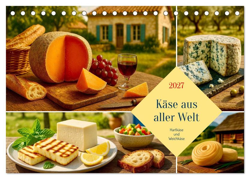 Käse aus aller Welt (Tischkalender 2027 DIN A5 quer) CALVENDO Monatskalender