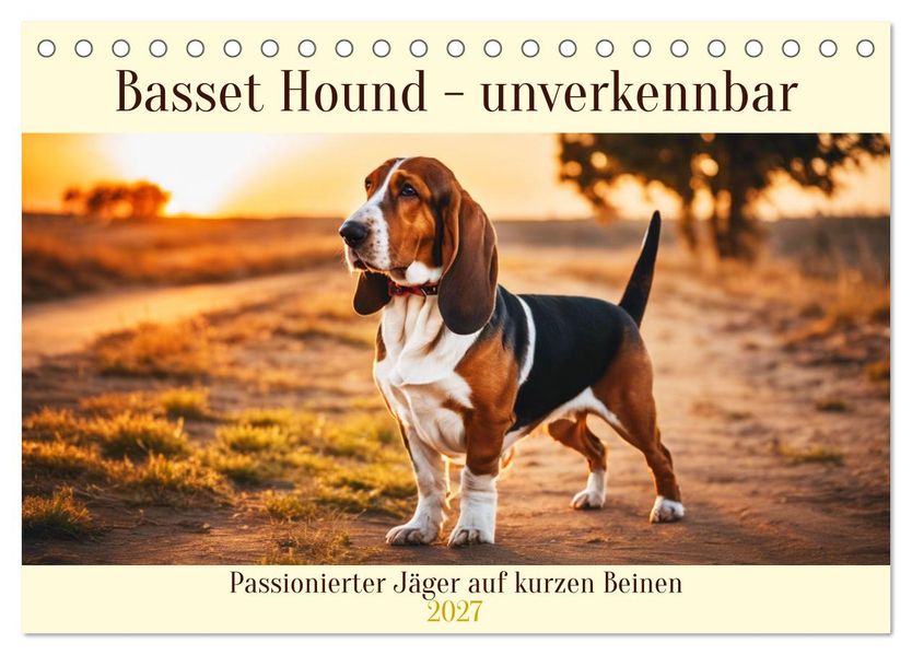 Basset Hound - unverkennbar (Tischkalender 2027 DIN A5 quer) CALVENDO Monatskalender