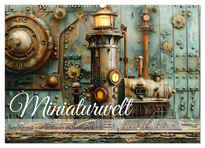 Miniaturwelt Faszinierend winzige Häuser im Steampunk-Stil (Wandkalender 2027 DIN A2 quer) CALVENDO Monatskalender