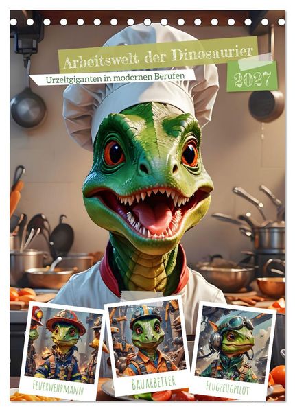 Arbeitswelt der Dinosaurier (Tischkalender 2027 DIN A5 hoch) CALVENDO Monatskalender