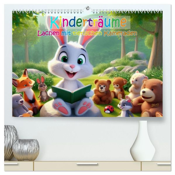 Kinderträume - Lachen mit tierischen Kameraden (hochwertiger Premium Wandkalender 2027 DIN A2 quer) Kunstdruck in Hochglanz