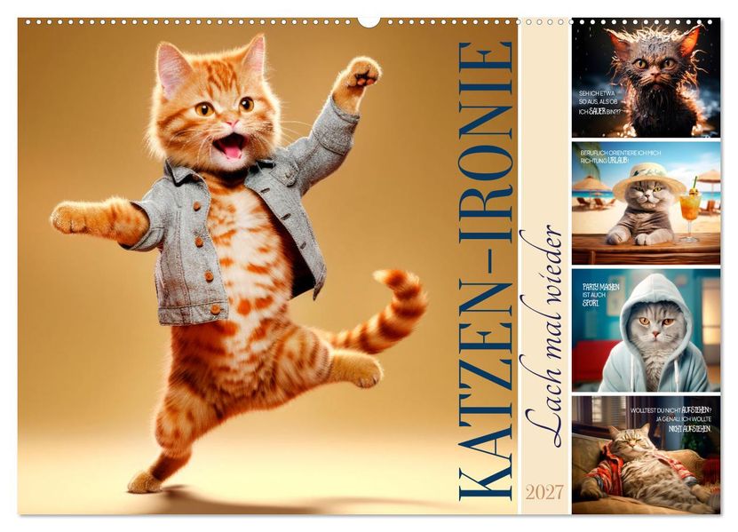KATZEN-IRONIE Lach mal wieder (Wandkalender 2027 DIN A2 quer) CALVENDO Monatskalender