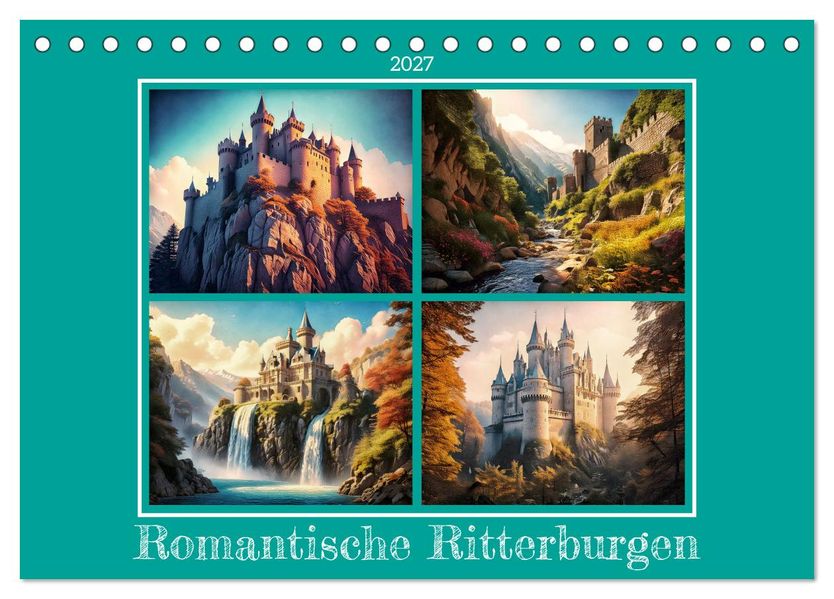 Romantische Ritterburgen (Tischkalender 2027 DIN A5 quer) CALVENDO Monatskalender