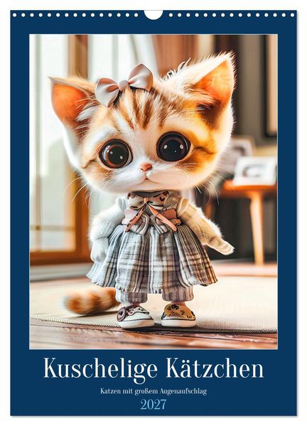Kuschelige Kätzchen - Katzen mit großem Augenaufschlag (Wandkalender 2027 DIN A3 hoch) CALVENDO Monatskalender