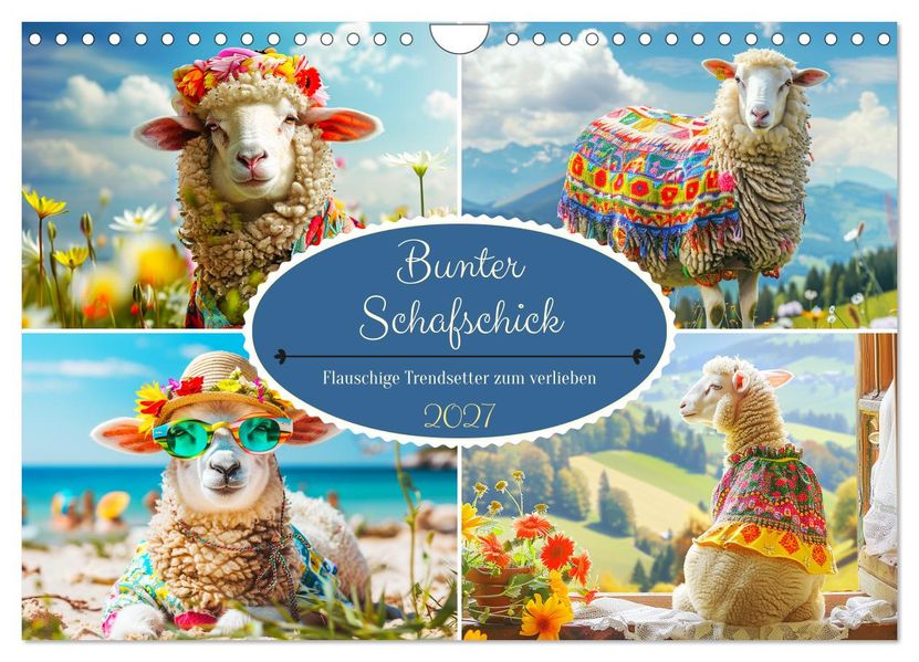 Bunter Schafschick. Flauschige Trendsetter zum verlieben (Wandkalender 2027 DIN A4 quer) CALVENDO Monatskalender