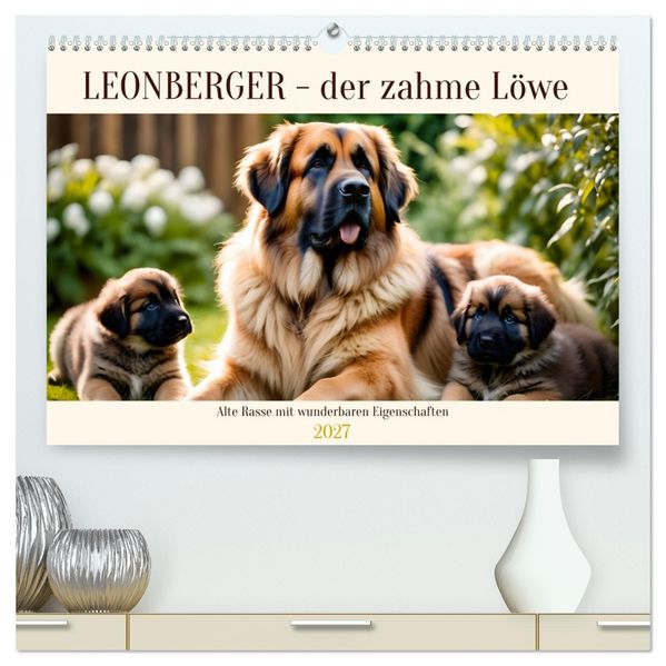 Leonberger - der zahme Löwe (hochwertiger Premium Wandkalender 2027 DIN A2 quer) Kunstdruck in Hochglanz