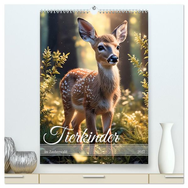 Tierkinder im Zauberwald (hochwertiger Premium Wandkalender 2027 DIN A2 hoch) Kunstdruck in Hochglanz