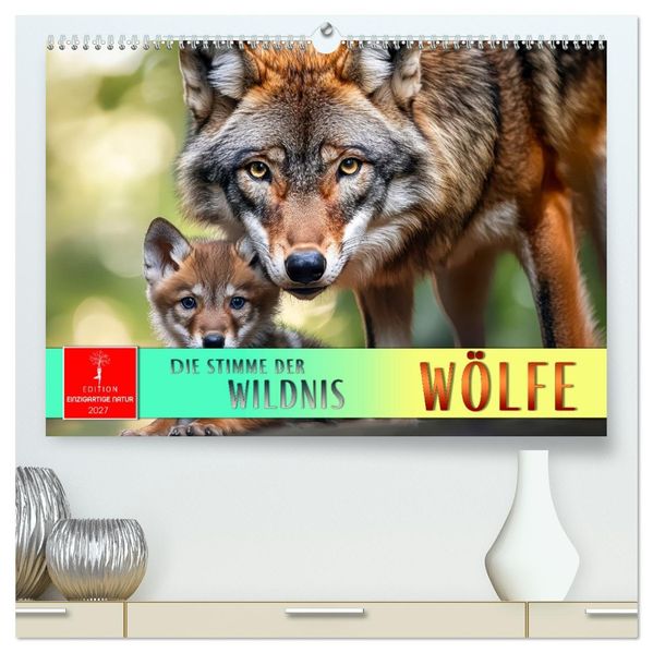Wölfe - die Stimme der Wildnis (hochwertiger Premium Wandkalender 2027 DIN A2 quer) Kunstdruck in Hochglanz