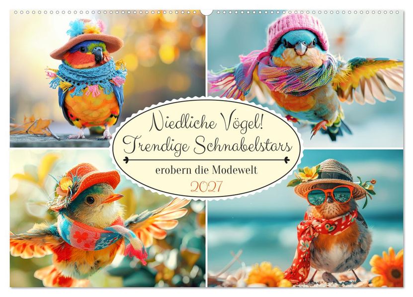 Niedliche Vögel! Trendige Schnabelstars erobern die Modewelt (Wandkalender 2027 DIN A2 quer) CALVENDO Monatskalender