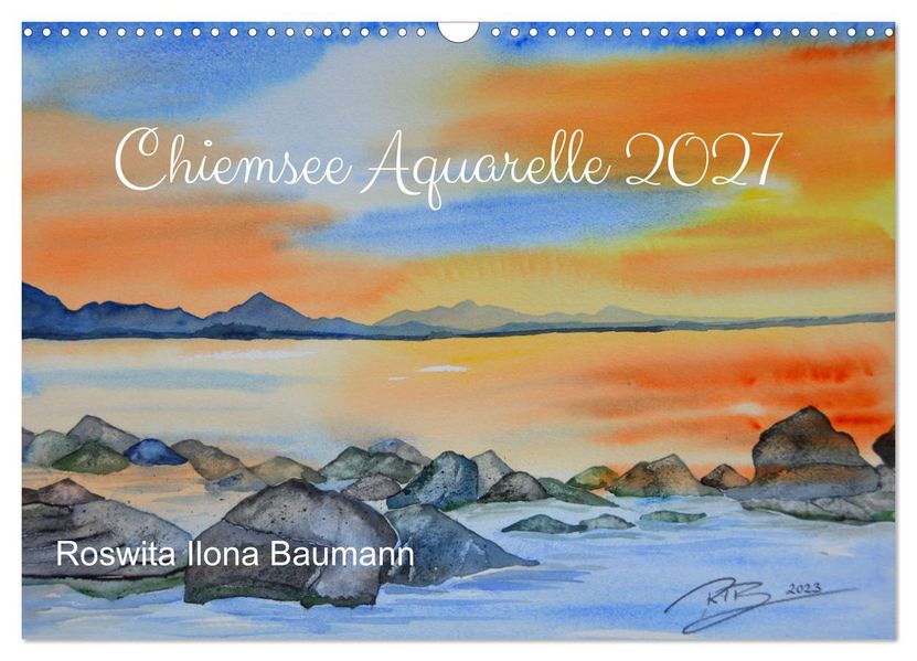 Chiemsee Aquarelle (Wandkalender 2027 DIN A3 quer) CALVENDO Monatskalender
