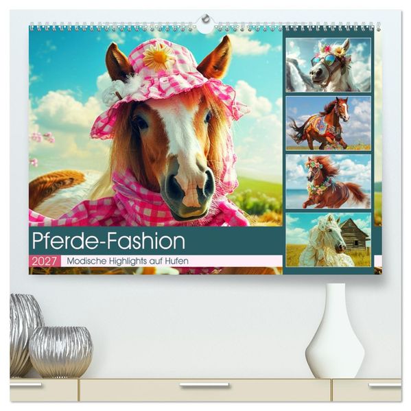 Pferde-Fashion. Modische Highlights auf Hufen (hochwertiger Premium Wandkalender 2027 DIN A2 quer) Kunstdruck in Hochglanz