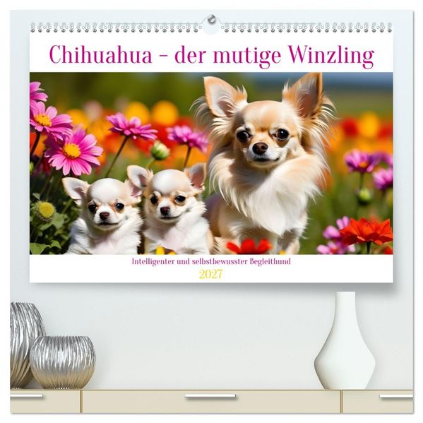 Chihuahua - der mutige Winzling (hochwertiger Premium Wandkalender 2027 DIN A2 quer) Kunstdruck in Hochglanz