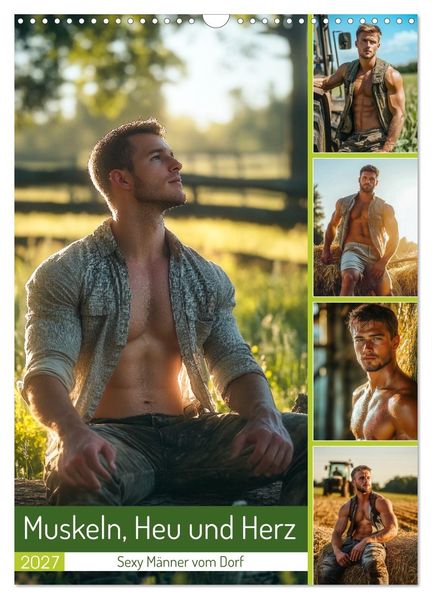 Muskeln Heu und Herz - Sexy Männer vom Dorf (Wandkalender 2027 DIN A3 hoch) CALVENDO Monatskalender