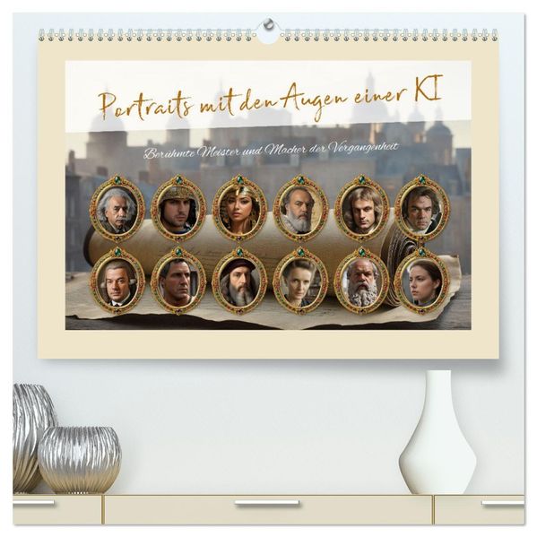 Portraits mit den Augen einer KI (hochwertiger Premium Wandkalender 2027 DIN A2 quer) Kunstdruck in Hochglanz