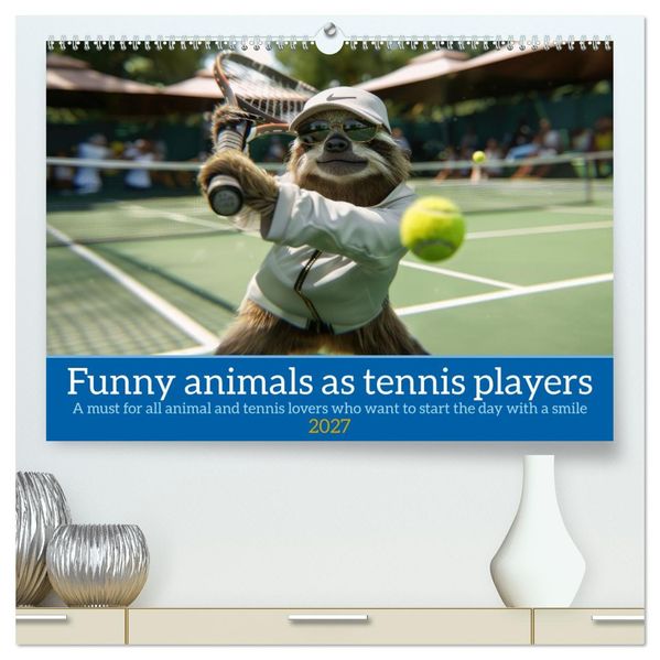 Funny animals as tennis players (High Quality Premium Wall Calendar 2027 DIN A2 landscape)CALVENDO 12 Month Wall Calendar