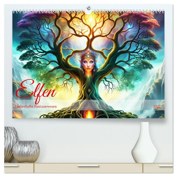 Elfen Zauberhafte Fantasiewesen (hochwertiger Premium Wandkalender 2027 DIN A2 quer) Kunstdruck in Hochglanz