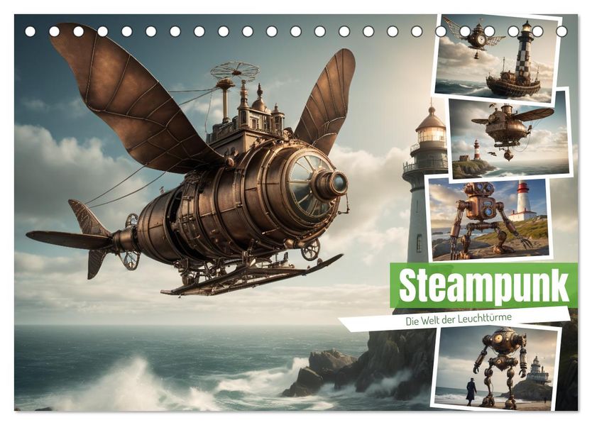Steampunk - Die Welt der Leuchttürme (Tischkalender 2027 DIN A5 quer) CALVENDO Monatskalender