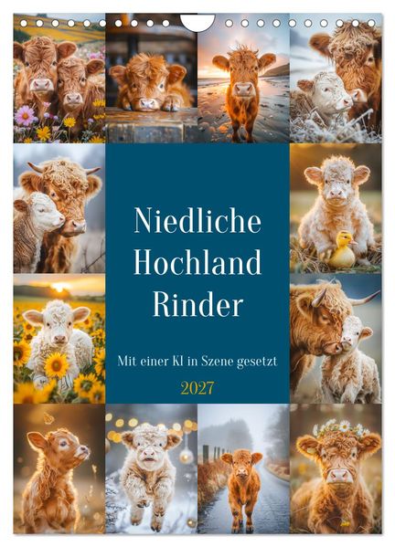 Niedliche Hochland Rinder (Wandkalender 2027 DIN A4 hoch) CALVENDO Monatskalender