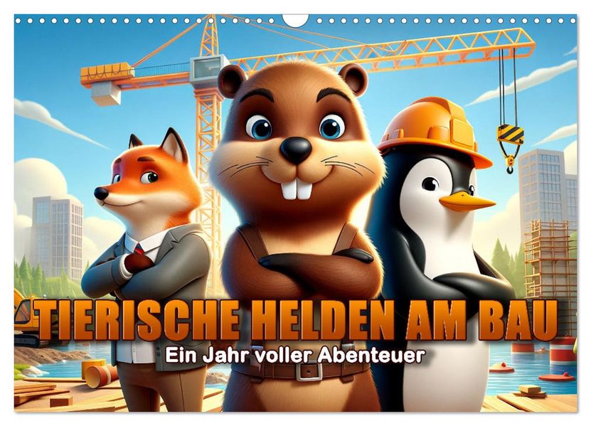 Tierische Helden am Bau: Ein Jahr voller Abenteuer (Wandkalender 2027 DIN A3 quer) CALVENDO Monatskalender