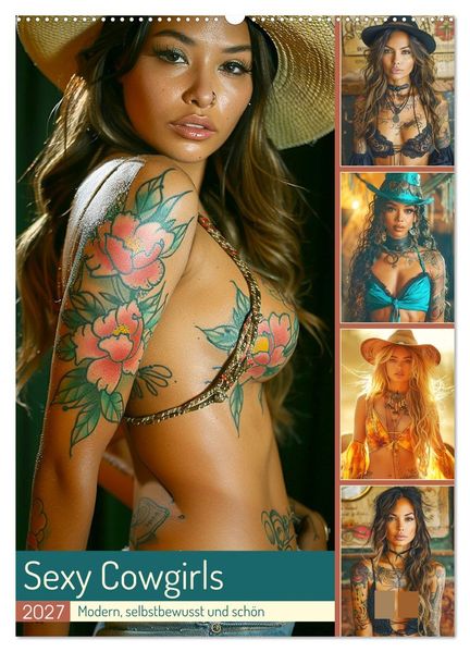 Sexy Cowgirls. Modern selbstbewusst und schön (Wandkalender 2027 DIN A2 hoch) CALVENDO Monatskalender