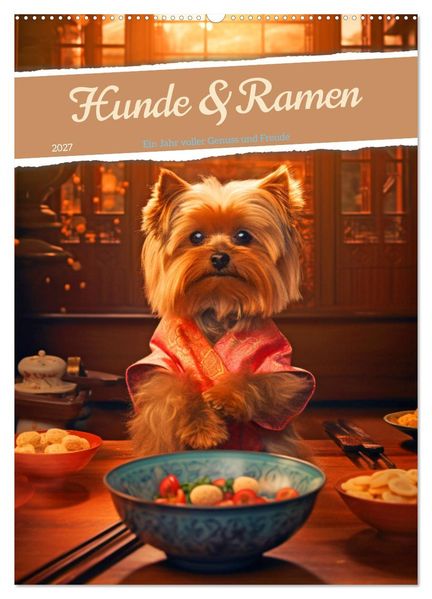 Hunde & Ramen - Ein Jahr voller Genuss und Freude (Wandkalender 2027 DIN A2 hoch) CALVENDO Monatskalender