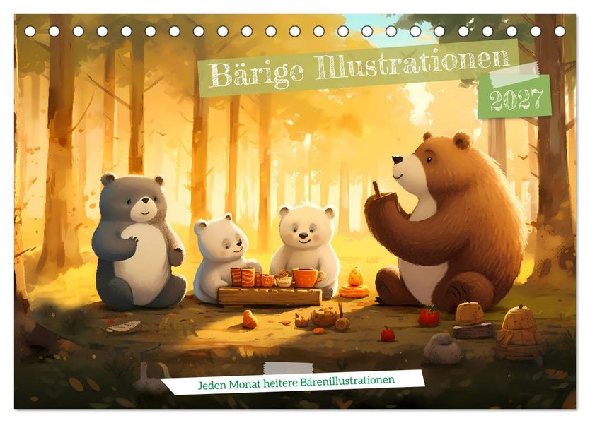 Bärige Illustrationen (Tischkalender 2027 DIN A5 quer) CALVENDO Monatskalender