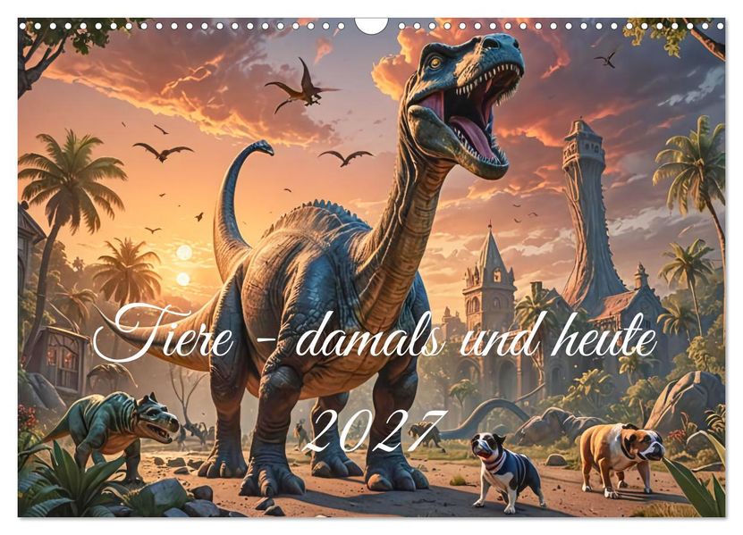 Tiere - damals und heute (Wandkalender 2027 DIN A3 quer) CALVENDO Monatskalender