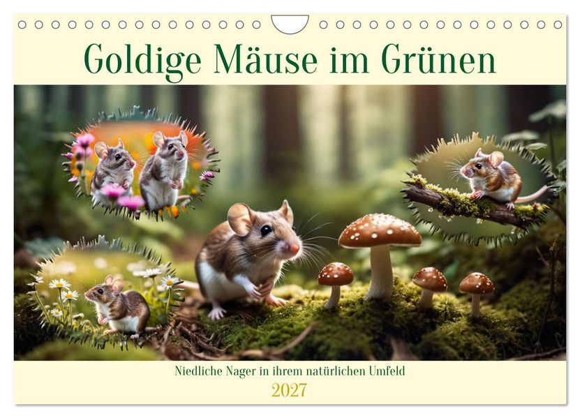 Goldige Mäuse im Grünen (Wandkalender 2027 DIN A4 quer) CALVENDO Monatskalender