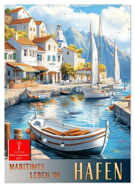 Maritimes Leben im Hafen (Wandkalender 2027 DIN A2 hoch) CALVENDO Monatskalender