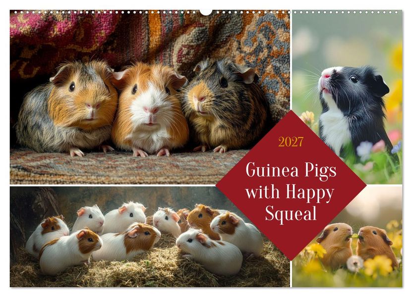 Guinea Pigs with Happy Squeal (Wall Calendar 2027 DIN A2 landscape) CALVENDO 12 Month Wall Calendar