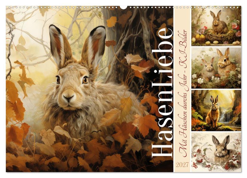 Hasenliebe (Wandkalender 2027 DIN A2 quer) CALVENDO Monatskalender