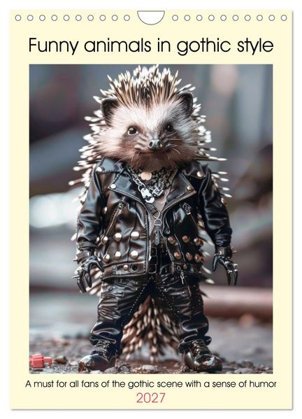 Funny animals in gothic style (Wall Calendar 2027 DIN A4 portrait) CALVENDO 12 Month Wall Calendar