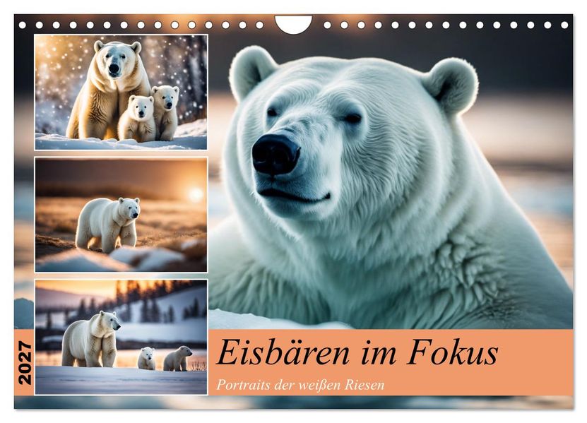 Eisbären im Fokus (Wandkalender 2027 DIN A4 quer) CALVENDO Monatskalender