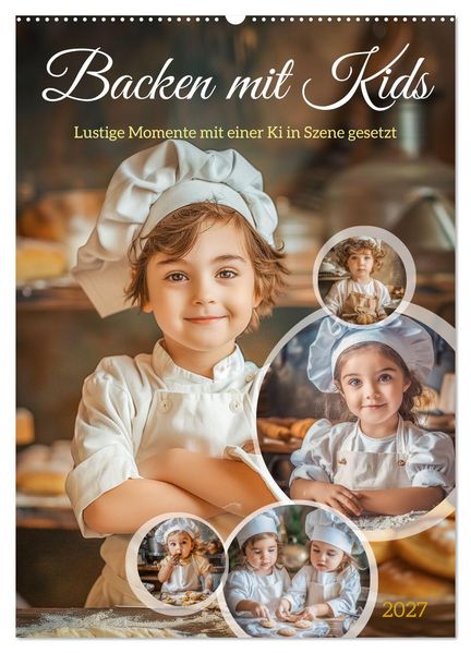 Backen mit Kids (Wandkalender 2027 DIN A2 hoch) CALVENDO Monatskalender