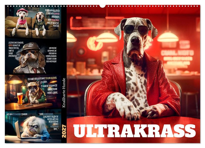 ULTRAKRASS Knallharte Hunde (Wandkalender 2027 DIN A2 quer) CALVENDO Monatskalender