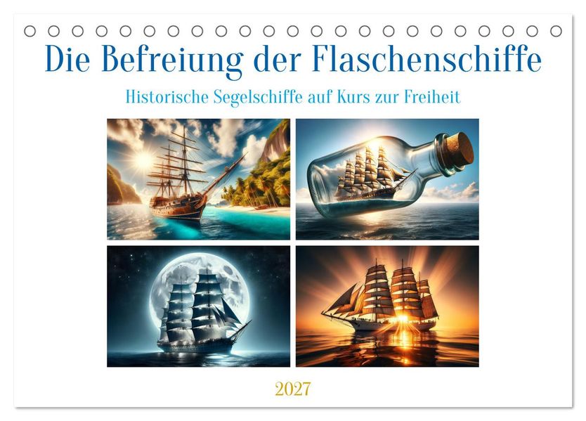 Die Befreiung der Flaschenschiffe - Historische Segelschiffe (Tischkalender 2027 DIN A5 quer) CALVENDO Monatskalender