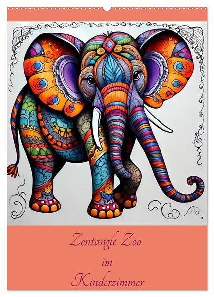 Zentangle Zoo im Kinderzimmer (Wandkalender 2027 DIN A2 hoch) CALVENDO Monatskalender