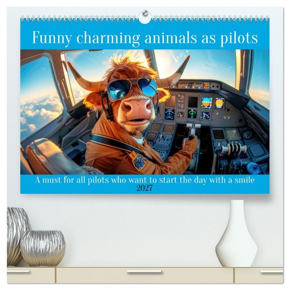 Funny charming animals as pilots (High Quality Premium Wall Calendar 2027 DIN A2 landscape)CALVENDO 12 Month Wall Calendar