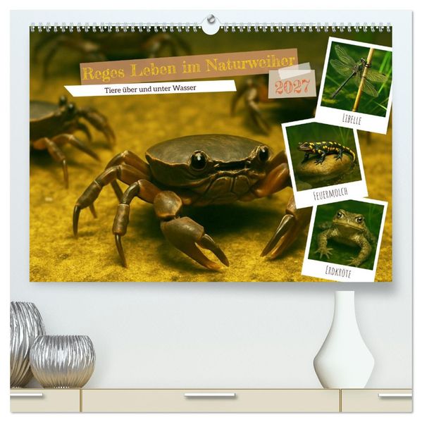 Reges Leben im Naturweiher - Tiere über und unter Wasser (hochwertiger Premium Wandkalender 2027 DIN A2 quer) Kunstdruck in Hochglanz